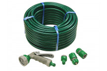 Faithfull PVC Reinforced Hose 30m Fittings & Spray Gun