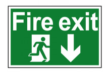 Scan Fire Exit Running Man Arrow Down - PVC 300 x 200mm