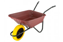 Walsall Boxed 90L Burgundy Polypropylene Wheelbarrow - Puncture Proof