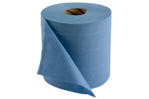 2 PLY BLUE EMBOSSED CENTRE FEED ROLL