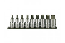 Teng M1212 Socket Clip Rail Hex Set of 9 Metric 1/2in Drive