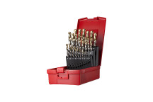 Set 204 (A002 x 25) HSS TiN-Tip Straight Shank Jobber Drill, Plastic Case (A095)