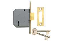 Yale Locks PM322 3 Lever Mortice Deadlock Polished Brass 65mm 2.5in