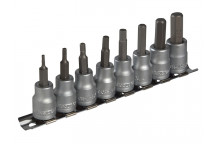 Teng M3811 Socket Clip Rail AF Hex Set of 8 3/8in Drive