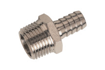 3/8\" BSPT Male Straight Hose Tails, Nickel Plated Brass