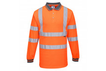 S277 Hi-Vis Long Sleeved Polo Orange XL