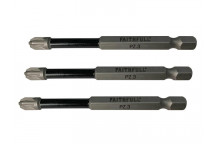 Faithfull Pozidriv Impact Screwdriver Bits PZ3 x 75mm (Pack 3)