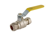54 mm OD Brass Ball Valve Yell Handle WRAS