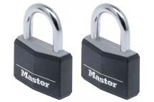 Master Lock Aluminium Black Vinyl Cover 40mm Padlock 4-Pin - Keyed Alike x 2