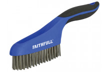 Faithfull Scratch Brush Soft Grip 4 x 16 Row Stainless Steel