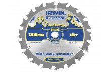 IRWIN Weldtec Cordless Circular Saw Blade 136 x 10mm x 18T ATB