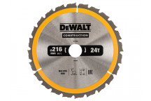 DEWALT Stationary Construction Circular Saw Blade 216 x 30mm x 24T ATB/Neg