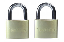 DEFENDER Aluminium Padlock Twin Pack 40mm