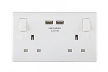 Masterplug Switched Socket 2-Gang 13A with 2 x USB Ports