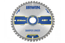 IRWIN Construction Mitre Circular Saw Blade 216 x 30mm x 48T ATB/Neg