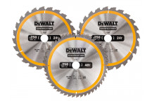 DEWALT DT1963 Construction Circular Saw Blade 3 Pack 250 x 30mm x 24T/48T