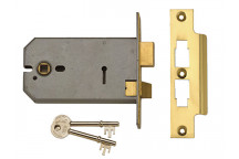 UNION 2077-5 3 Lever Horizontal Mortice Lock Polished Brass 124mm