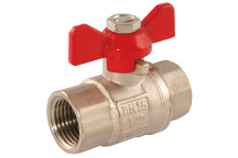 1/4\" BSPP Brass Ball Valve Red Handle WRAS