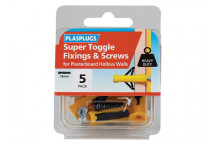 Plasplugs Super Toggle Fixings & Screws Pack 5