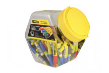 Stanley Tools Mini Fine Tip Marker, Mixed Colours (Tub 72)