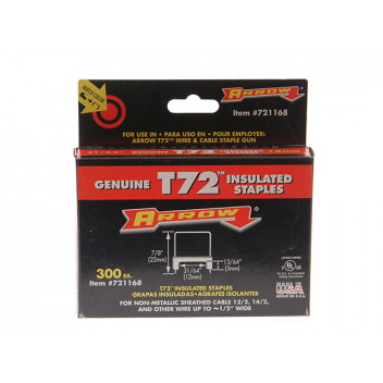 Arrow T72HW Clear Insulated Staples for Hardwood 5 x 12mm Box 300