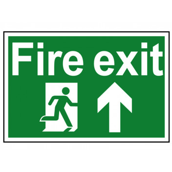 Scan Fire Exit Running Man Arrow Up - PVC 300 x 200mm