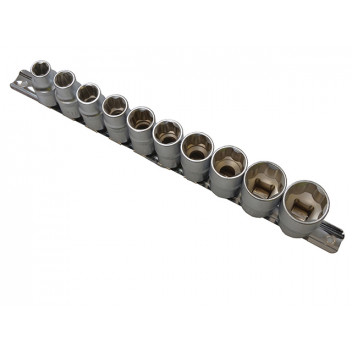 BlueSpot Tools Sockets On Rail Set of 10 Metric 1/2in Drive