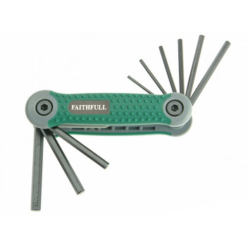 Faithfull Folding Hexagon Key Set of 9 Imperial (5/64 - 1/4in)
