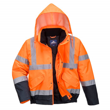 S266 Hi-Vis Two Tone Bomber Jacket Orange/Navy XL