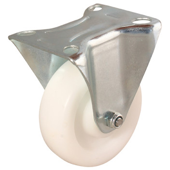 125MM FIXED CASTOR PLATE FTG - WHITE