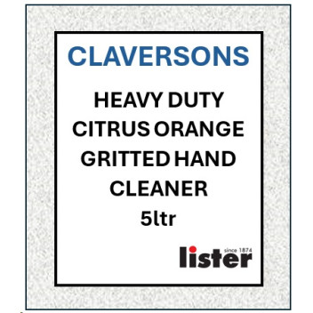 CLAVERSONS Heavy Duty Citrus Orange Gritted Hand Cleaner 5 Litre Screw Cap