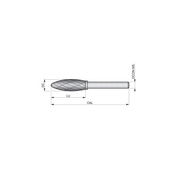 12.7mm Carbide Rotary Burr, Flame, Shape H (P715)
