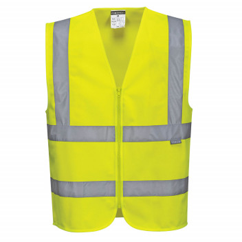 C375 Hi-Vis Zipped Band & Brace Vest Yellow XL