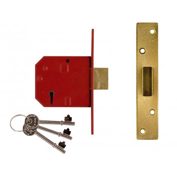 UNION 2134E 5 Lever BS Mortice Deadlock Satin Brass Finish 79.5mm 3in Visi