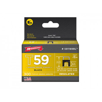 Arrow T59 Insulated Staples Black 8 x 8mm Box 300