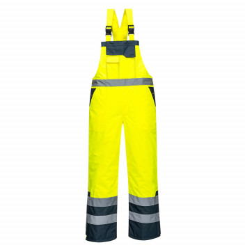 S489 Contrast Bib & Brace - Lined Yellow Large