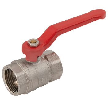 1.1/2\" BSPP Brass Ball Valve Red Steel Lever Handle