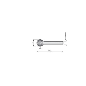 8mm Carbide Rotary Burr, Ball End, Shape D (P707)
