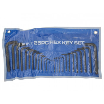 BlueSpot Tools Metric & Imperial Hexagon Key Pouch Set of 25
