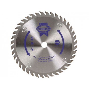 Faithfull TCT Circular Saw Blade 180 x 16mm x 40T POS