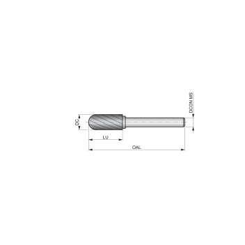 12.7mm Carbide Rotary Burr, Ball Nosed Cylinder, Shape C (P605)