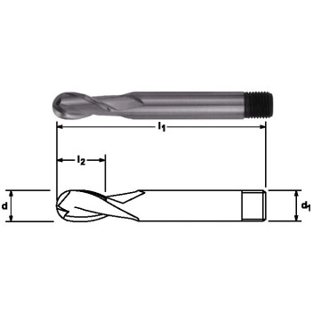 Ball Nose Slot Drills - Long Series 2 Flute - Screwed Shank Metric 16