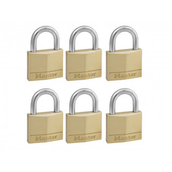 Master Lock Solid Brass 40mm Padlock 4-Pin - Keyed Alike x 6