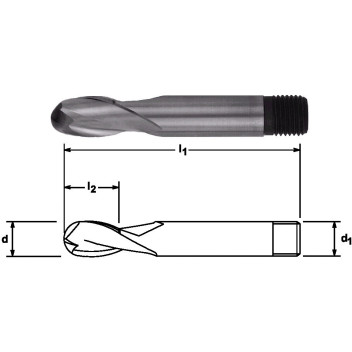 Ball Nose Slot Drills - Standard 2 Flute - Screwed Shank Metric 16