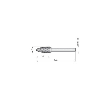 9.6mm Carbide Rotary Burr, Ball Nosed Tree, Shape F (P711)