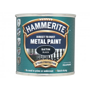 Hammerite Direct to Rust Satin Finish Metal Paint Black 250ml