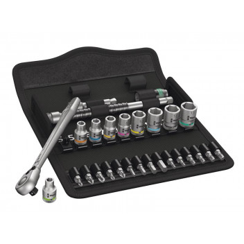 8100 SA 8 Zyklop Metal Switch Slim Ratchet & Socket Set of 28 Metric 1/4in Drive