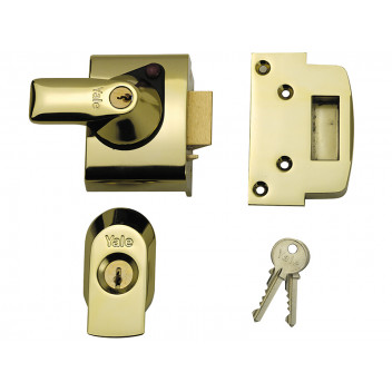BS2 Nightlatch British Standard Lock 40mm Backset Brasslux Finish Visi