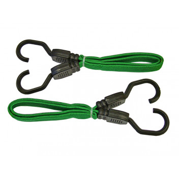 Faithfull Flat Bungee Cord 60cm (24in) Green 2 Piece