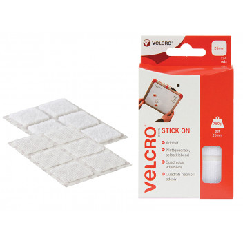 VELCRO Brand VELCRO Brand Stick On Squares 25mm White (Pack 24)